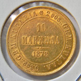 Finland Russian Empire gold 1878 Markkaa XF