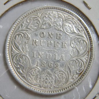 British INDIA Victoria 1862 silver Rupee