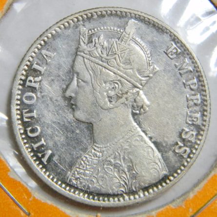 British India -Victorian era 1901 silver Rupee-last year; XF