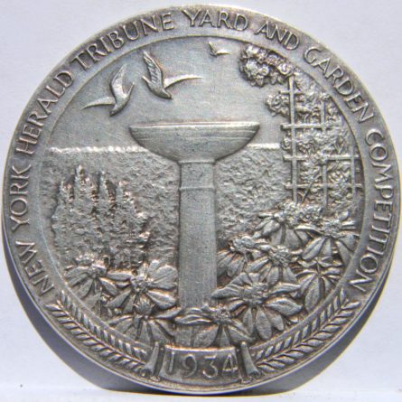 Rare 1934 New York Herald Tribune "Yard & Garden Competition" large silver medal