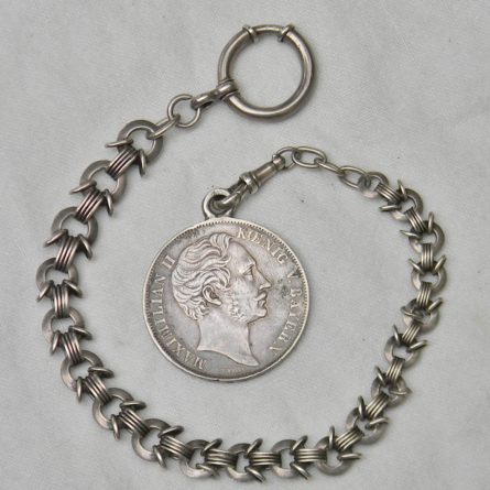 Germany vintage Bavarian 1855 Two Gulden silver pocket watch fob