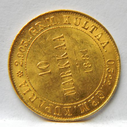 Finland gold 1881 10 Markkaa