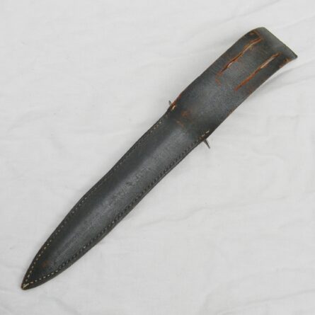 WW2 era old European sword blade fighting dagger, crown stag handle, original scabbard; RARE type - Image 12