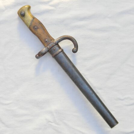 FRANCE WW1 era fighting dagger made from M1874 Gras bayonet; original matching-serial scabbard; rare type - Image 3