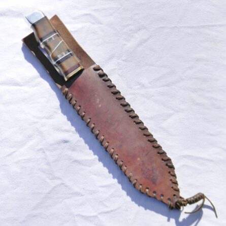 WW2 American theater-made fighting knife, huge 11" blade, orig scabbard