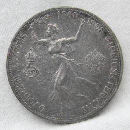 Austria 1908 silver 5 Corona XF