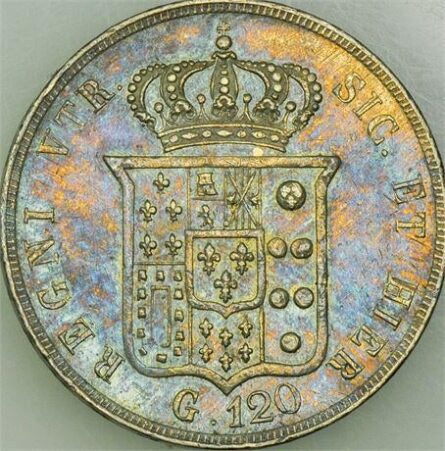 Italian States Naples 1855 silver 120 Grana