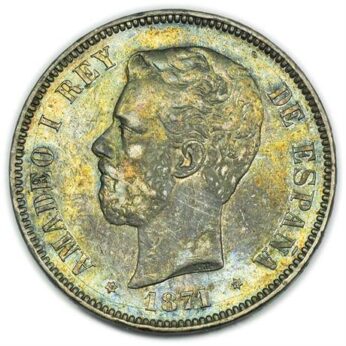 Spain 1871 silver 5 Pesetas