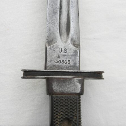 American WW2 era San Antonio Iron Works fighting knife made from M1913 Patton Saber, original GI-signed leather scabbard; RARE type - Image 9