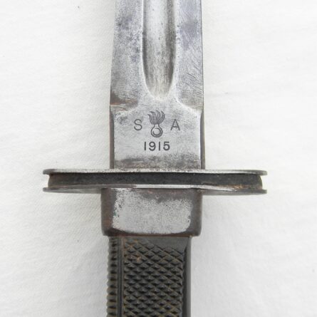 American WW2 era San Antonio Iron Works fighting knife made from M1913 Patton Saber, original GI-signed leather scabbard; RARE type - Image 10