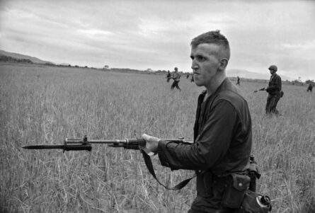 M6 bayonet; a-young-marine-goes-into-battle-vietnam-1965-photograph-by-eddie-adams