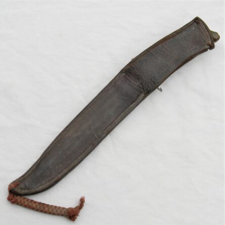 WW2 era San Antonio Iron Works fighting knife made from M1913 Patton Saber dated 1918, unusual "theater-made" horse head handle, original scabbard; RARE type - Image 4