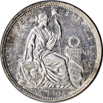 Peru 1907 silver Half-Sol
