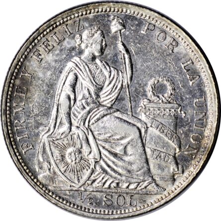 Peru 1907 silver Half-Sol