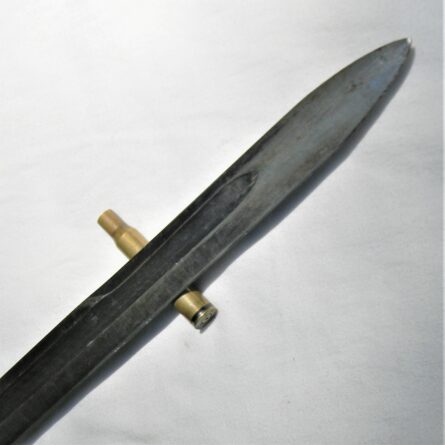 WW2 era AFH M1905 uncut 16" blade bayonet dated 1943; rare BROWN GRIPS type, MK1 composition scabbard; rare type - Image 12