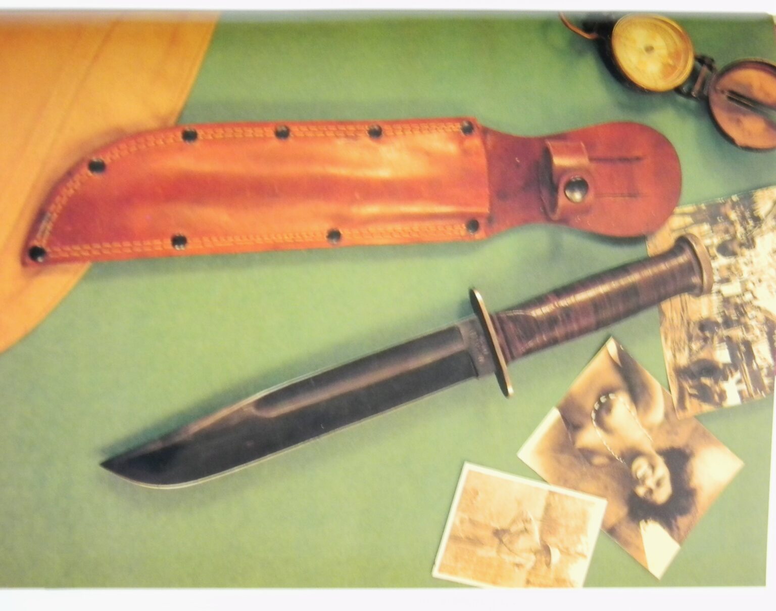 Western WW2 G468 fighting knife, huge 8in blade, original scabbard