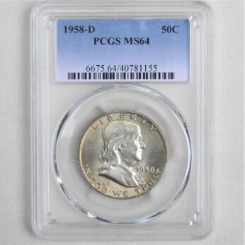 USA 1858D silver Franklin Half Dollar