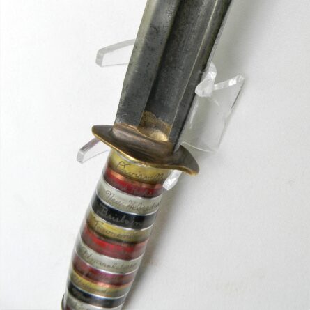 American WW2 highly decorated "theater" fighting knife marked with major Pacific Campaign locations; M1905 bayonet blade, one of a kind fighter - Image 8