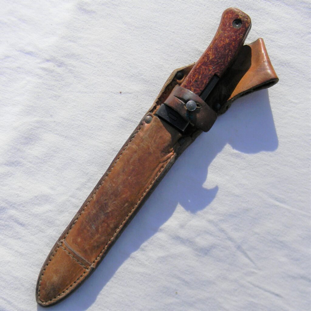 Czech Cold War era Vz57 bayonet, original 1985-dated leather scabbard