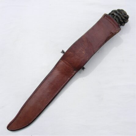 American WW2 era San Antonio Iron Works fighting knife made from SA 1914 M1913 Patton Saber, original "tooled" leather scabbard -RARE type - Image 3