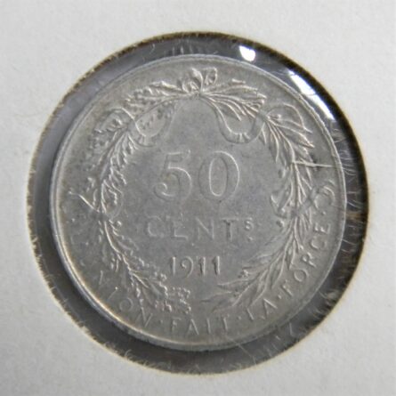 Belgium 1911 silver 50 Centimes