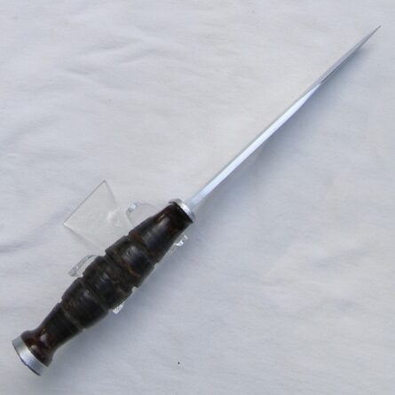 WW2 era KA-BAR "Polished Commando" American fighting knife – scarce type, original leather scabbard - Image 7