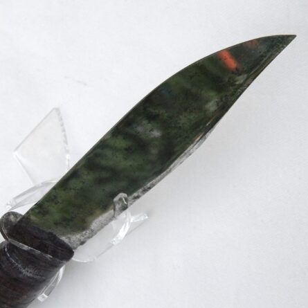 WW2 USN Mark 1 Utility Knife, rare wood pommel/bright blade type, early leather scabbard - Image 16