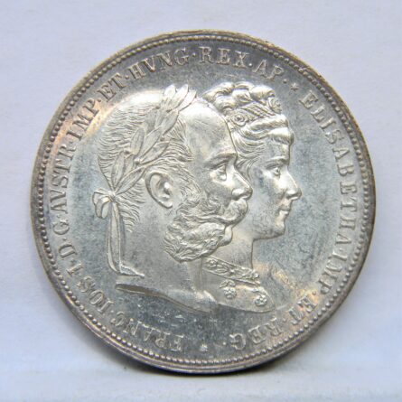 Austria 1879 silver 2 Florin Wedding Anniversary