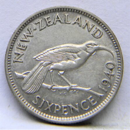 New Zealand 1940 silver Sixpence