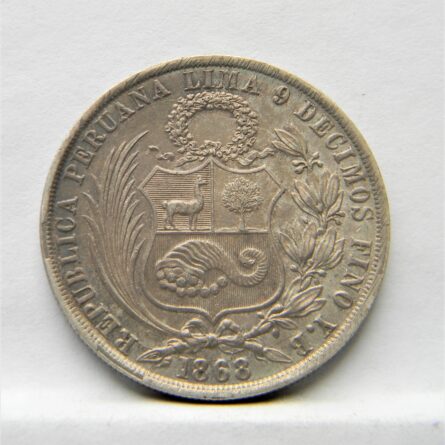 PERU 1868YB silver Un Sol