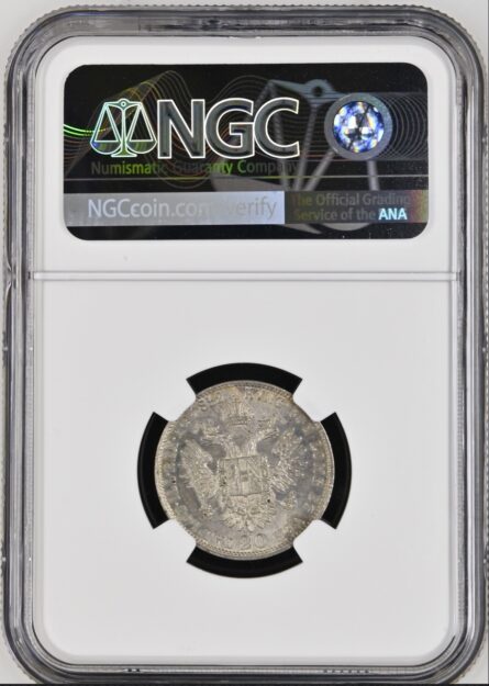 AUSTRIA, Empire Franz Joseph I era 1852A silver 20 Kreuzer, Vienna mint, 1st yr of issue; NGC-graded MS63 - Image 4