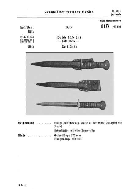 Dutch M1915 Stormdolk in WW2 German service
