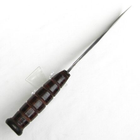 WW2 CAMILLUS rare 1st model "nut pommel" blade-marked MK2 USN Fighting Knife ID's to Bill Sloman Jr, early orig leather scabbard; excellent - Image 13
