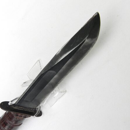 WW2 CAMILLUS rare 1st model "nut pommel" blade-marked MK2 USN Fighting Knife ID's to Bill Sloman Jr, early orig leather scabbard; excellent - Image 11