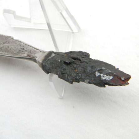 USA WW2 era unique trench art letter opener made from shell fragment; engraved Major Roy W. Lonsinger, 1945 - Image 9