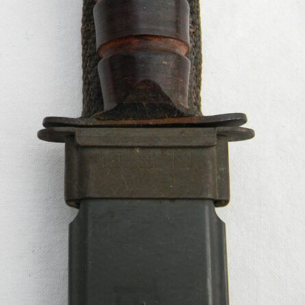 USA WW2 era USN MK2 Camillus Mark 2 fighting knife ID'd to Lt. J.B. Morwessel, blade-marked type, signed original 1943 NORD scabbard - Image 5