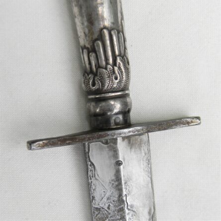 WW2 era British Fairbairn-Sykes blade/re-purposed sterling silver serving knife handle dagger; rare type - Image 8