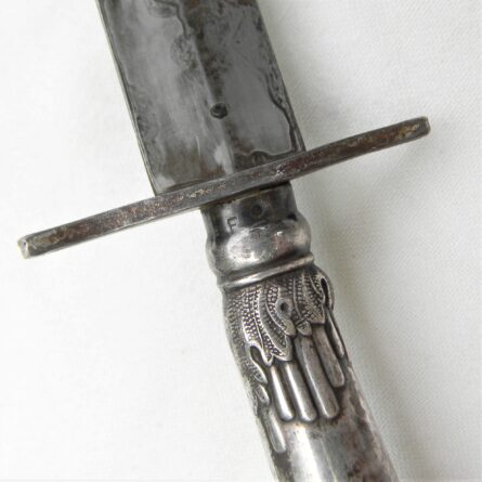 WW2 era British Fairbairn-Sykes blade/re-purposed sterling silver serving knife handle dagger; rare type - Image 9