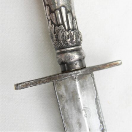 WW2 era British Fairbairn-Sykes blade/re-purposed sterling silver serving knife handle dagger; rare type - Image 10