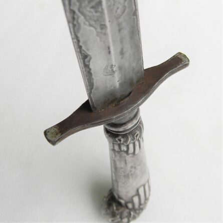 WW2 era British Fairbairn-Sykes blade/re-purposed sterling silver serving knife handle dagger; rare type - Image 6