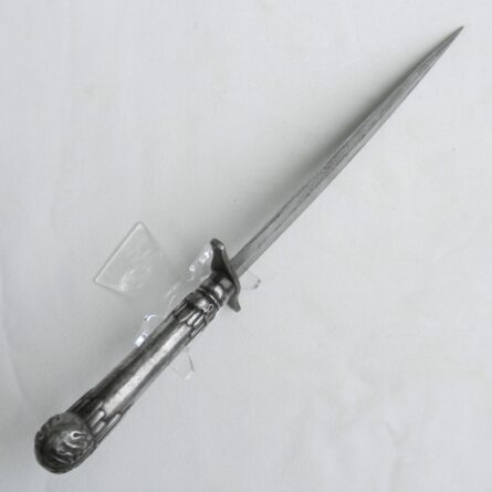 WW2 era British Fairbairn-Sykes blade/re-purposed sterling silver serving knife handle dagger; rare type - Image 11