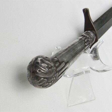 WW2 era British Fairbairn-Sykes blade/re-purposed sterling silver serving knife handle dagger; rare type - Image 3