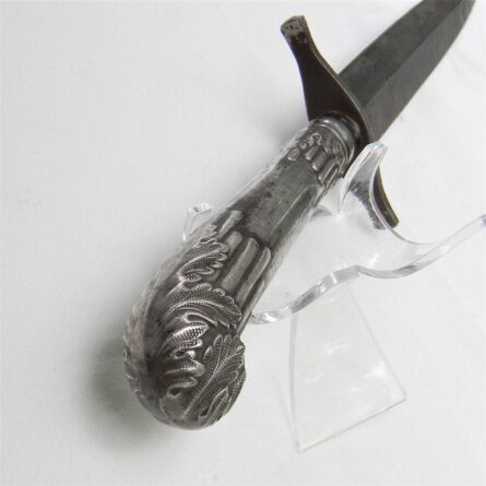 WW2 era British Fairbairn-Sykes blade/re-purposed sterling silver serving knife handle dagger; rare type - Image 2