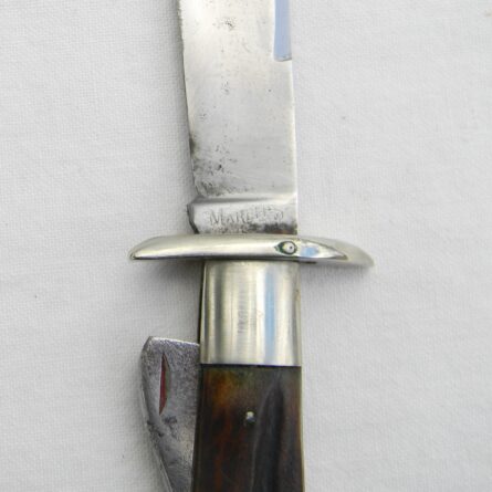 MARBLE'S USA rare circa 1914-1935 SAFETY KNIFE stag handle scales, 4.25-inch blade, original leather sheath - Image 12