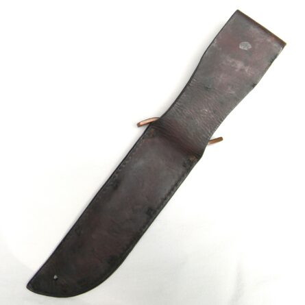 WW2 era American unique "theater" fighting knife made from MK2 Ka-Bar fighter; leather scabbard - Image 3