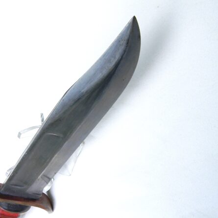 WW2 era American unique "theater" fighting knife made from MK2 Ka-Bar fighter; leather scabbard - Image 8