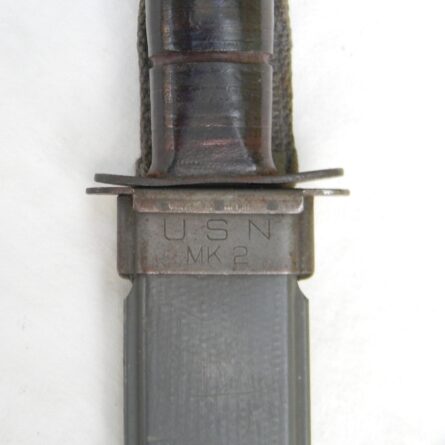 WW2 era Ka-Bar USN MK2 Mark 2 fighting knife, early blade guard-marked type, original 1943 NORD scabbard; excellent - Image 5