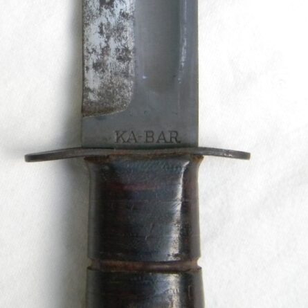 WW2 era Ka-Bar USN MK2 Mark 2 fighting knife, early blade guard-marked type, original 1943 NORD scabbard; excellent - Image 12