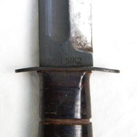 WW2 era Ka-Bar USN MK2 Mark 2 fighting knife, early blade guard-marked type, original 1943 NORD scabbard; excellent - Image 13