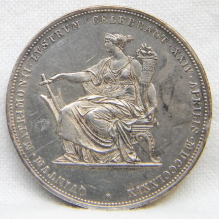 Austria 1879 silver 2 Gulden Wedding Anniversary